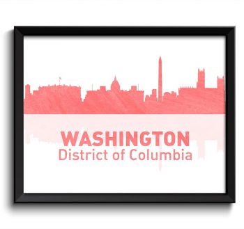 INSTANT DOWNLOAD Washington Skyline Rose Pink Coral Washington DC District of Columbia Wall Art Print Washington Poster Watercolor Painting