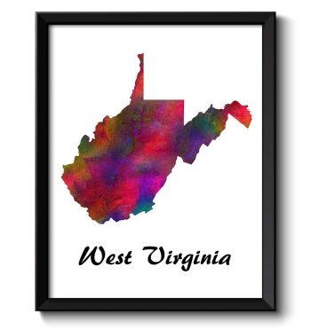 INSTANT DOWNLOAD West Virginia Map State Watercolor Painting Poster Print USA United States Abstract Landscape Art Colorful Rainbow