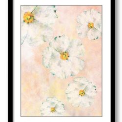 INSTANT DOWNLOAD White Flowers Pink Coral Peach Bathroom Art Print Modern Elegant Watercolor Bathroom Wall Decor Flower Painting