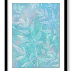 INSTANT DOWNLOAD White Leaves Leaf Blue Bathroom Art Print Nature Landscape Modern Elegant Watercolor Bathroom Wall Decor Flower Painting