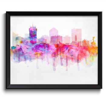 INSTANT DOWNLOAD Wichita Rainbow Painting Purple Red Yellow City Skyline Missouri USA United States Cityscape Art Print Poster Colorful