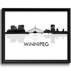 INSTANT DOWNLOAD Winnipeg Skyline City Black White Grey Gray Watercolor Painting Cityscape Poster Print Manitoba Canada Landscape Art