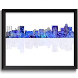 INSTANT DOWNLOAD Winnipeg Skyline City Navy Blue Grey Gray Watercolor Cityscape Poster Print Manitoba Canada Abstract Landscape Art Painting