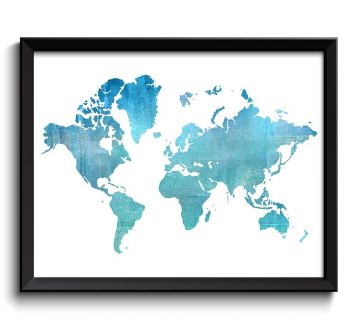 INSTANT DOWNLOAD World Map Print Aqua Teal Turquoise blue Watercolor Poster Print Globe Modern Abstract Landscape Art Painting