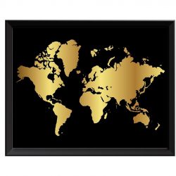 INSTANT DOWNLOAD World Map Print Black Shinny Metallic Gold Leaf Look World Map Poster Print Globe Landscape Art Painting Watercolor