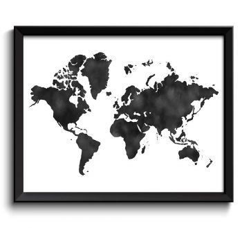 INSTANT DOWNLOAD World Map Print Black White Grey Watercolor Poster Print Globe Modern Abstract Landscape Art Painting