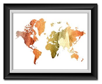 INSTANT DOWNLOAD World Map Print Red Orange Green Beige Watercolor Poster Print Globe Modern Abstract Landscape Art Painting