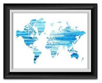 INSTANT DOWNLOAD World Map Print Sky Royal Blue Watercolor World Map Poster Print Globe Modern Abstract Landscape Art Painting