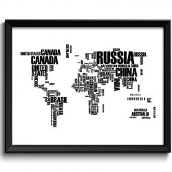 INSTANT DOWNLOAD World Text Word Cloud Typography Map Poster Print Globe Modern Abstract Landscape Wall Art Painting Navy Black White