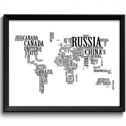 INSTANT DOWNLOAD World Text Word Cloud Typography World Map Poster Print Globe Modern Abstract Landscape Wall Art Painting Black White