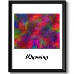 INSTANT DOWNLOAD Wyoming Map State Watercolor Painting Poster Print USA United States Abstract Landscape Art Colorful Rainbow