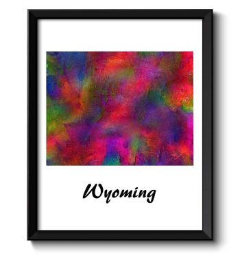 INSTANT DOWNLOAD Wyoming Map State Watercolor Painting Poster Print USA United States Abstract Landscape Art Colorful Rainbow