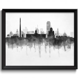 INSTANT DOWNLOAD Yekaterinburg Skyline Russia Cityscape Art Print Poster Black White Grey Watercolor Painting Landscape Home Decor Wall Art