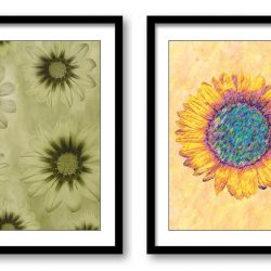 INSTANT DOWNLOAD Yellow Flower Daisy Sunflower Bathroom Art Print Colorful Set of 2 Elegant Watercolor Painting Wall Decor Flower Print