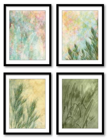 INSTANT DOWNLOAD Yellow Flower Wheat Field Bathroom Art Print Brown Purple Colorful Set of 4 Elegant Watercolor Painting Wall Decor Bedroom