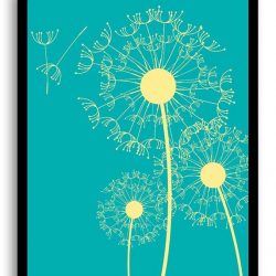 INSTANT DOWNLOAD Yellow Teal Blue Dandelion Print Art Poster Text Bathroom Wall Decor Flower Wall Art Dandelion Art Abstract Minimalist