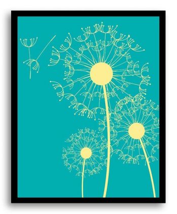 INSTANT DOWNLOAD Yellow Teal Blue Dandelion Print Art Poster Text Bathroom Wall Decor Flower Wall Art Dandelion Art Abstract Minimalist