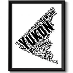 INSTANT DOWNLOAD Yukon Map Province Canada Text Word Watercolor Poster Print Black White Modern Abstract Landscape Art Painting Word Cloud