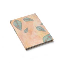 Journal Blank - Colorful Blue Leaves Leaf Beige Cream Coral Brown Art Print Old Antique Vintage
