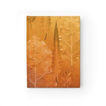 Journal Blank - Golden Brown Leaf Print Beige Gold Nature Art Print Old Antique Vintage