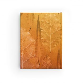 Journal Blank - Golden Brown Leaf Print Beige Gold Nature Art Print Old Antique Vintage