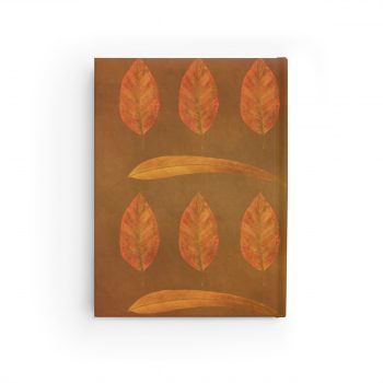 Journal Blank - Green Brown Leaves Leaf Print Beige Nature Art Print Old Antique