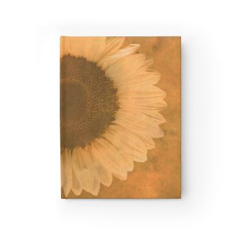 Journal Blank - Large Sunflower Flower Art Print Old Antique Vintage Beige Yellow Brown