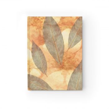 Journal Blank - Leaves Leaf Print Blue Beige Cream Nature Art Print Old Antique Vintage