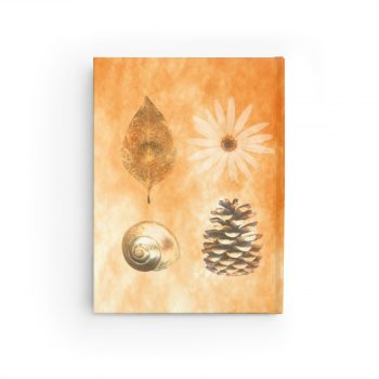 Journal Blank - Pine Cone Leaf Shell Flower Print Beige Gold Brown Nature Art Print Old Antique Vintage