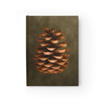 Journal Blank - Pine Cone Print Beige Green Brown Nature Art Print Old Antique Vintage