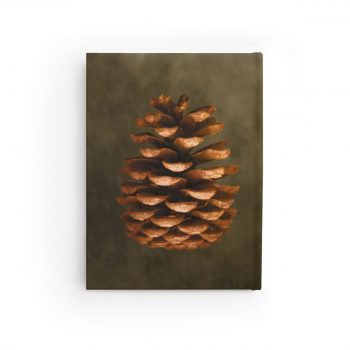 Journal Blank - Pine Cone Print Beige Green Brown Nature Art Print Old Antique Vintage