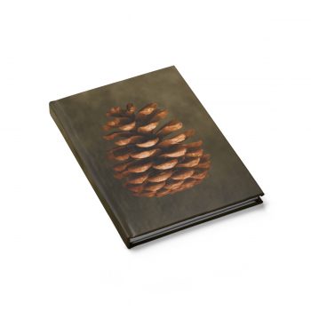 Journal Blank - Pine Cone Print Beige Green Brown Nature Art Print Old Antique Vintage