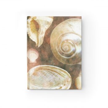 Journal Blank - Sea Shells Seashells Ocean Grey Silver Beige Sand Art Print Old Antique Vintage