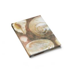 Journal Blank - Sea Shells Seashells Ocean Grey Silver Beige Sand Art Print Old Antique Vintage