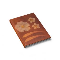 Journal Blank - White Flowers Leaf Print Old Antique Vintage Botanical Beige Brown