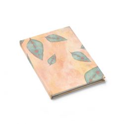 Journal Ruled Line - Colorful Blue Leaves Leaf Beige Cream Coral Brown Art Print Old Antique Vintage
