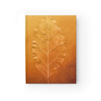 Journal Ruled Line - Golden Leaf Vein Print Beige Gold Nature Art Print Old Antique Vintage