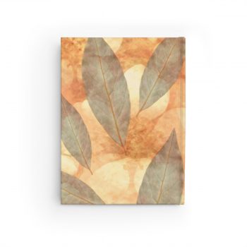 Journal Ruled Line - Leaves Leaf Print Blue Beige Cream Nature Art Print Old Antique Vintage