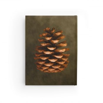 Journal Ruled Line - Pine Cone Print Beige Green Brown Nature Art Print Old Antique Vintage