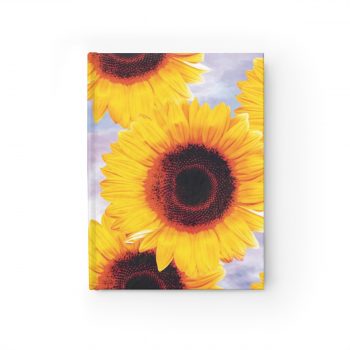 Journal Ruled Line - Sunflowers Flower Art Print Old Antique Vintage Blue Yellow Brown