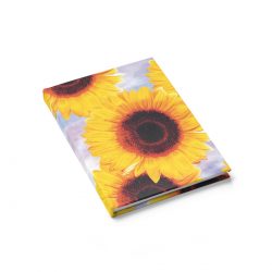 Journal Ruled Line - Sunflowers Flower Art Print Old Antique Vintage Blue Yellow Brown