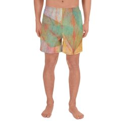 Men's Athletic Long Shorts Beachwear Swimwear Colorful Leaves Leaf Blue Pink Beige Cream Brown Art Print Old Antique Vintage