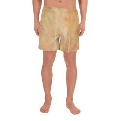 Men's Athletic Long Shorts Beachwear Swimwear Leaves Leaf Vein Print Beige Cream Brown Nature Art Print Old Antique Vintage