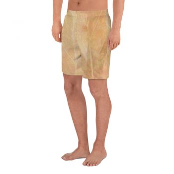 Men's Athletic Long Shorts Beachwear Swimwear Leaves Leaf Vein Print Beige Cream Brown Nature Art Print Old Antique Vintage