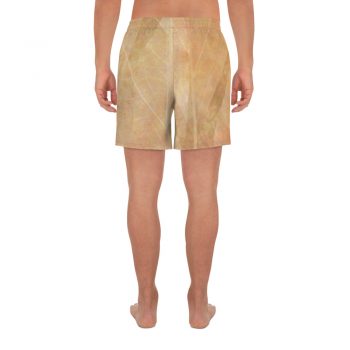 Men's Athletic Long Shorts Beachwear Swimwear Leaves Leaf Vein Print Beige Cream Brown Nature Art Print Old Antique Vintage