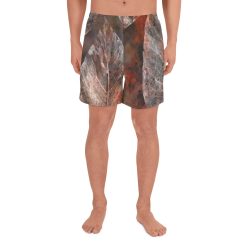 Men's Athletic Long Shorts Colorful Leaves Leaf Print Grey Beige Cream Brown Nature Art Print Old Antique Vintage