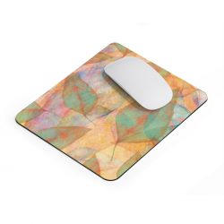 Mousepad Colorful Blue Leaves Leaf Beige Cream Coral Brown Art Print Old Antique Vintage