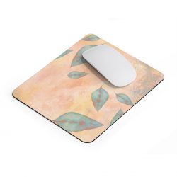 Mousepad Colorful Blue Leaves Leaf Beige Cream Coral Brown Art Print Old Antique Vintage