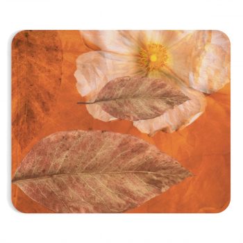 Mousepad Flower Art Print Old Antique Vintage Botanical Beige Brown Leaf Leaves