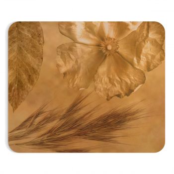 Mousepad Flower Leaf Wheat Art Print Old Antique Vintage Botanical Beige Cream